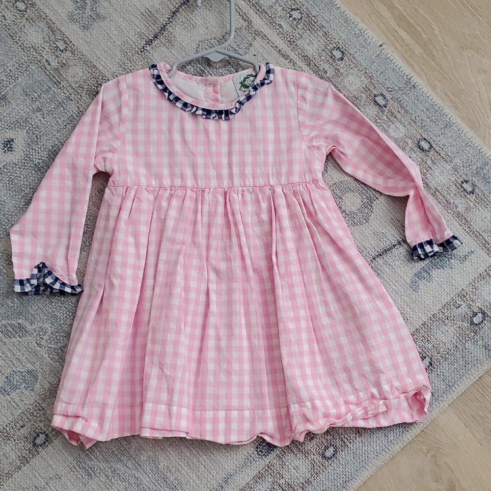 Cecil And Lou Girls Toddler Pink Gingham Long Sleeve Dress Sz3